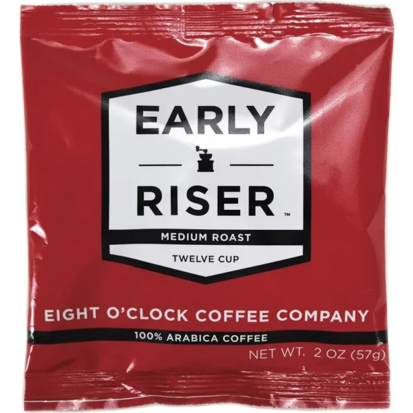 Coffee Pro Early Riser Medium Roast Coffee - 48 Count Carton (2oz Packs) - Smooth & Balanced Arabica Beans