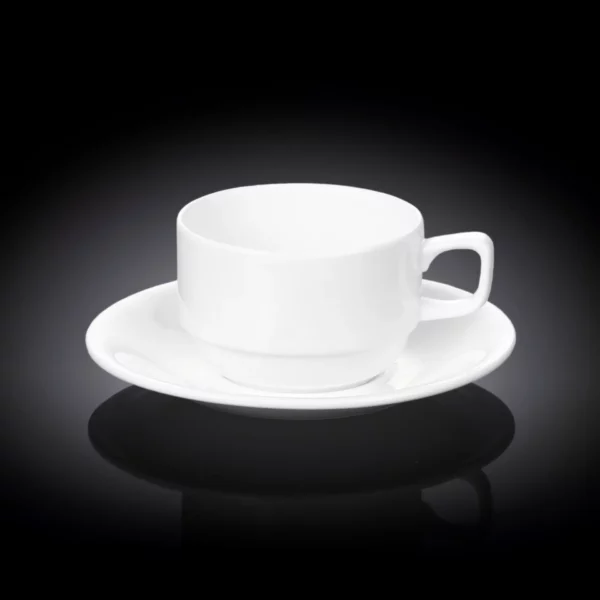 Elegant White 7 Oz | 220 Ml Tea Cup & Saucer Set | Fine Porcelain | Microwave & Dishwasher Safe - Image 11
