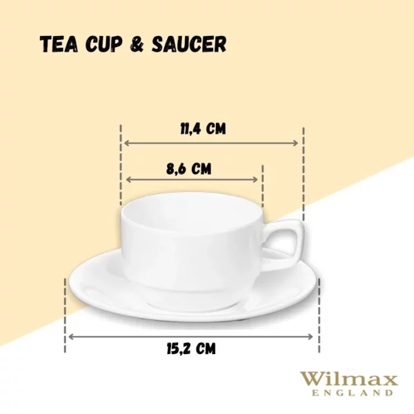 Elegant White 7 Oz | 220 Ml Tea Cup & Saucer Set | Fine Porcelain | Microwave & Dishwasher Safe - Image 13