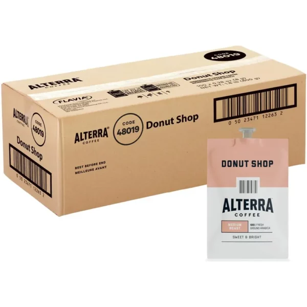 Alterra Freshpack Donut Shop Coffee - Medium Roast, Compatible with Flavia Aroma, Barista, and Creation Series Machines