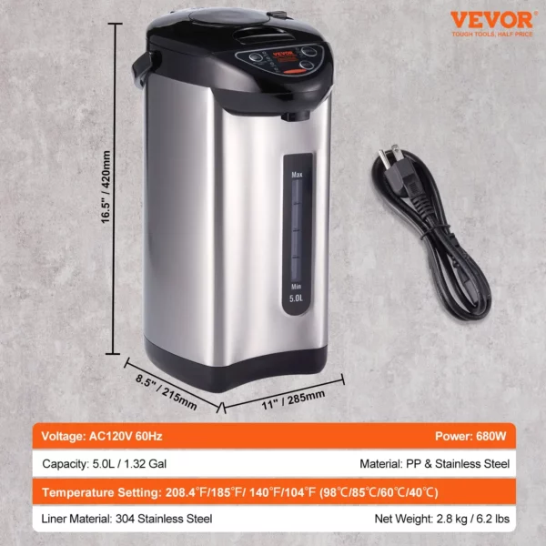 VEVOR Hot Water Dispenser - Adjustable 4 Temperatures, Stainless Steel Countertop Water Heater - Image 6