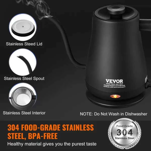 VEVOR 1L Electric Gooseneck Kettle - Fast Heating, Pour Over Coffee and Tea Kettle - Image 2