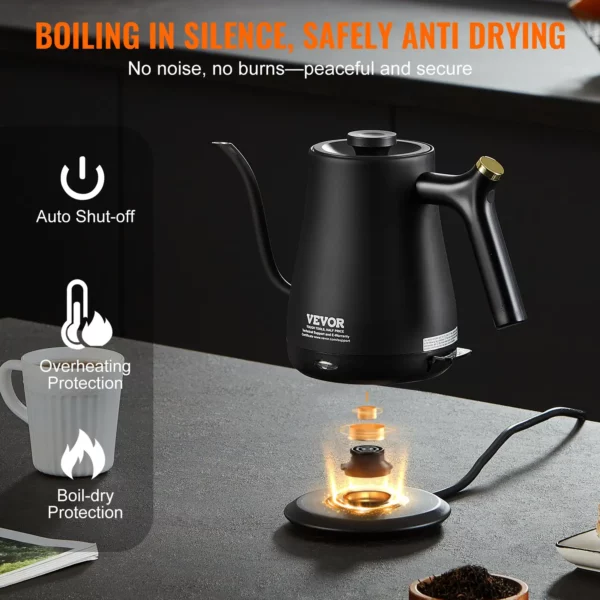 VEVOR 1L Electric Gooseneck Kettle - Fast Heating, Pour Over Coffee and Tea Kettle - Image 3
