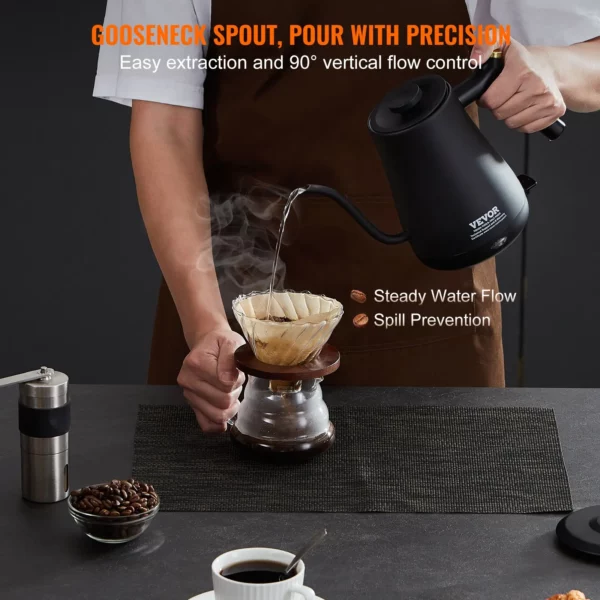 VEVOR 1L Electric Gooseneck Kettle - Fast Heating, Pour Over Coffee and Tea Kettle - Image 4