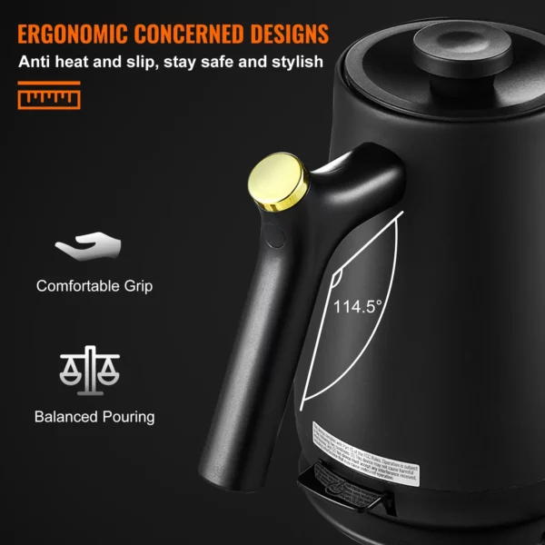 VEVOR 1L Electric Gooseneck Kettle - Fast Heating, Pour Over Coffee and Tea Kettle - Image 5
