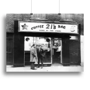 2is Coffee Bar in Old Compton Street Soho 1963 - Vintage Canvas Print or Poster - High-Quality Art for Home & Office Decor
