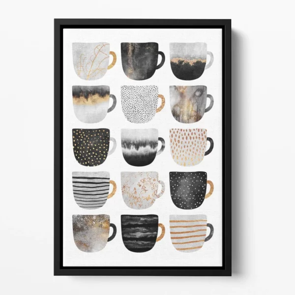 Pretty Coffee Cups Floating Framed Canvas - Stylish Abstract Wall Art for Home Decor - Image 2