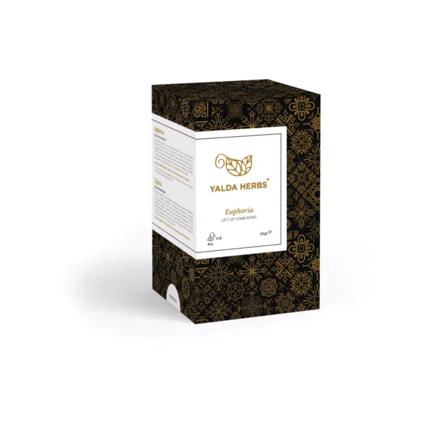 Yalda Herbs Euphoria Black Tea & Saffron - 18 Pyramid Teabags - Premium Blend of Persian and Ceylon Tea, Infused with Saffron, Cardamom, and Cinnamon