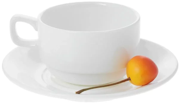 Elegant White 7 Oz | 220 Ml Tea Cup & Saucer Set | Fine Porcelain | Microwave & Dishwasher Safe - Image 10